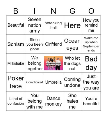 2000s Music Bingo Card