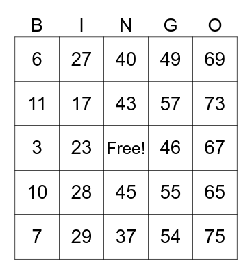 Birthday Bingo Card