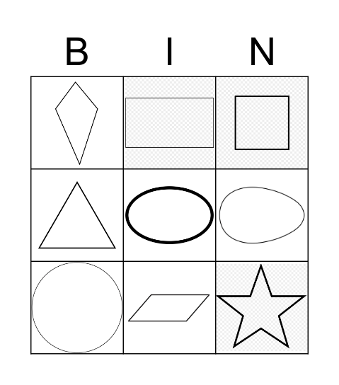 2D Shapes Bingo Card