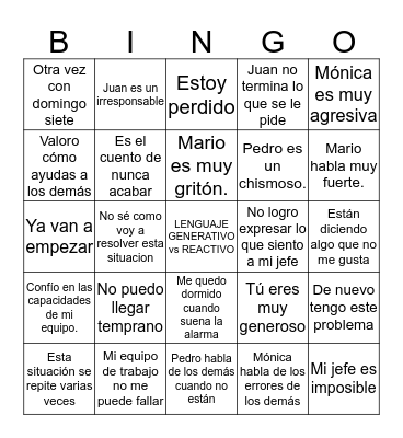 TIPOS DE LENGUAJE Bingo Card