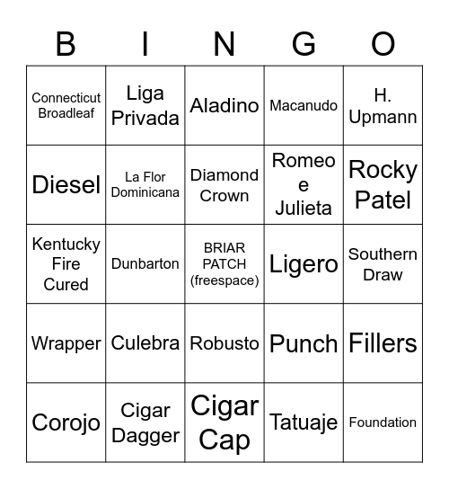 Briar Patch Bingo Card