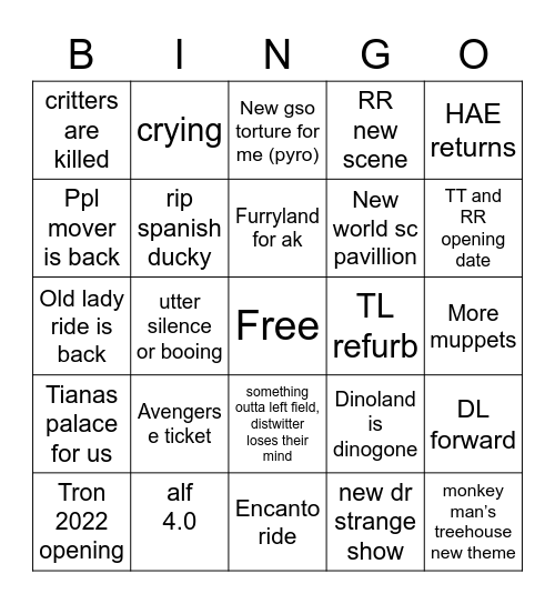 PPP Bingo Card