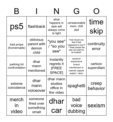 Dhar Mann Bingo v3 Bingo Card