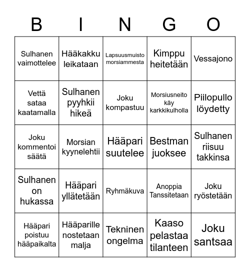 Hääbingo Card