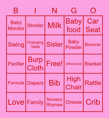 Baby Bingo Card