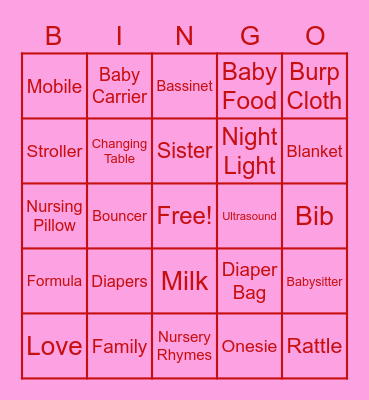 Baby Bingo Card