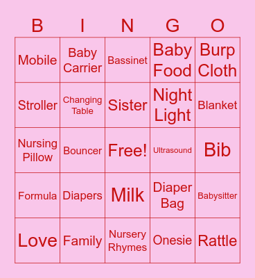 Baby Bingo Card