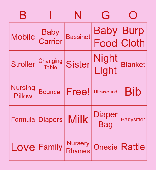 Baby Bingo Card