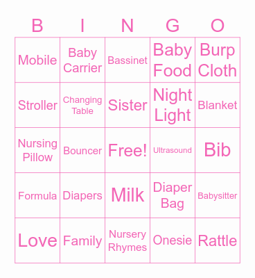 Baby Bingo Card
