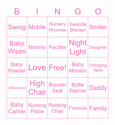 Baby Bingo Card