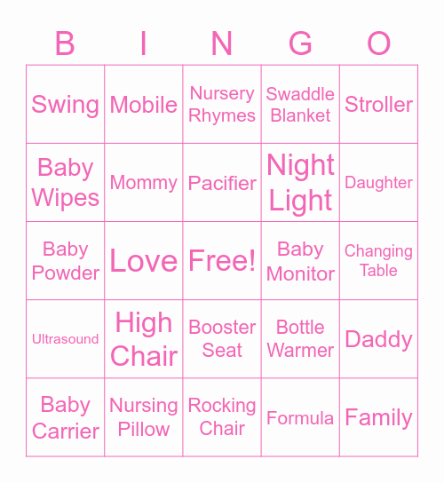 Baby Bingo Card