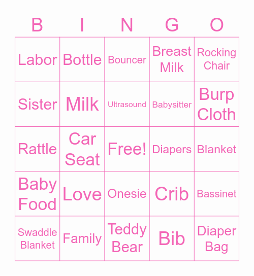 Baby Bingo Card