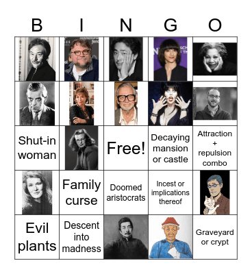 Gothic Tropes & Horror Legends Bingo Card