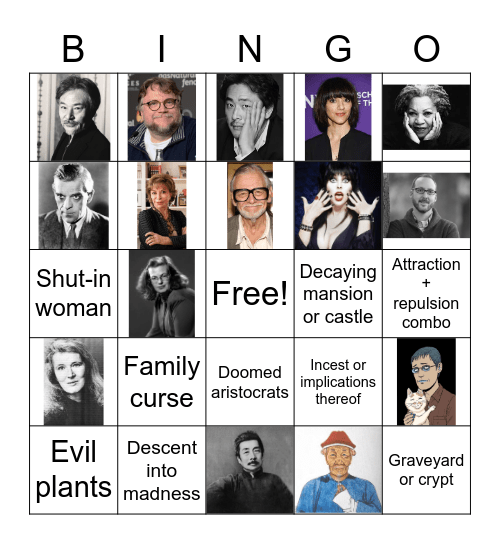 Gothic Tropes & Horror Legends Bingo Card