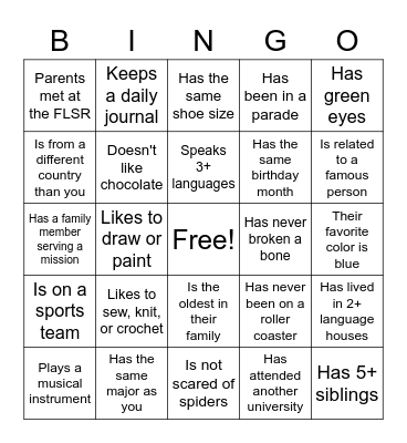 Find someone who: Bingo Card