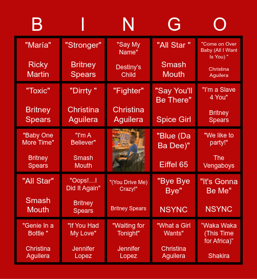 Happy Birthday Music Hits Bingo Card