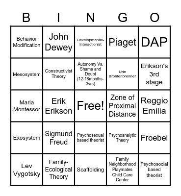 Kristen's EC Theory Bingo Card Bingo Card