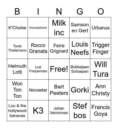 Belgie Bingo Card