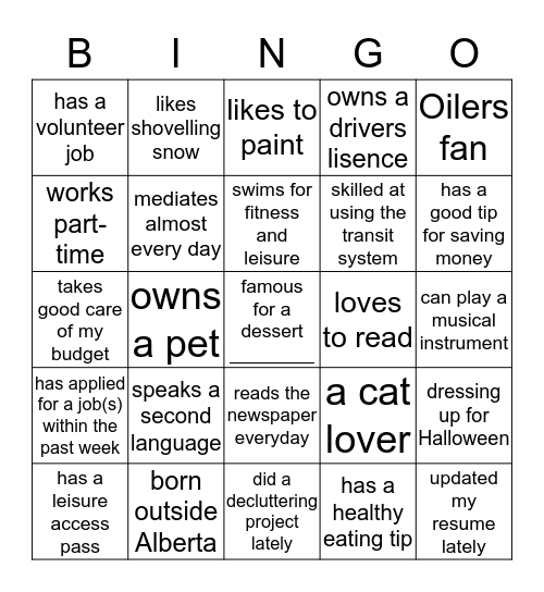 Getting to Know You Bingo Card