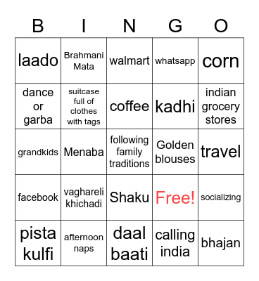 Dhamu's 70th Bingo Card
