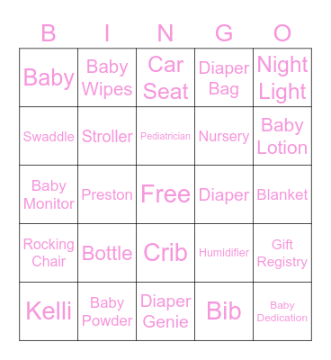 Baby Shower Bingo Card