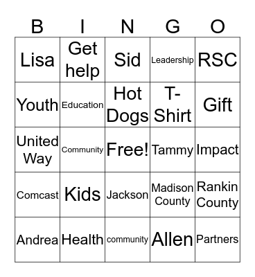 United Way 2016 Campaign Bingo Card