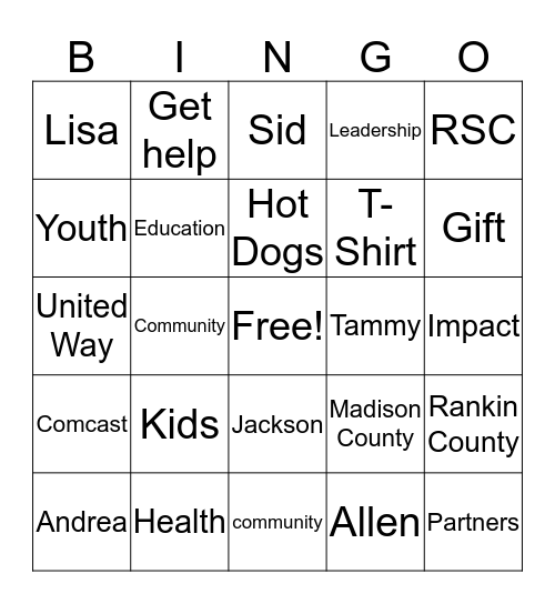 United Way 2016 Campaign Bingo Card