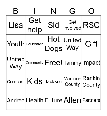United Way 2016 Campaign Bingo Card
