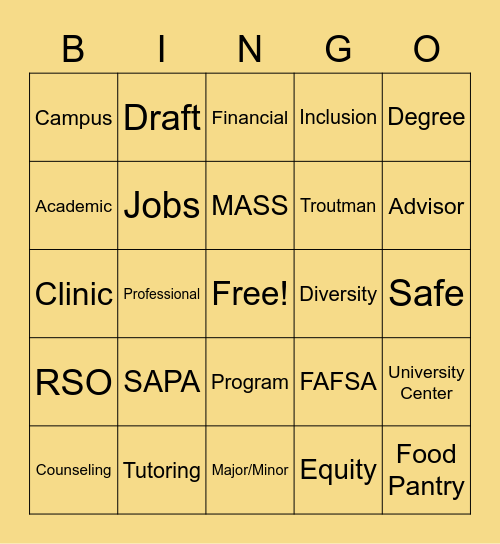 Resource Night Bingo! Bingo Card