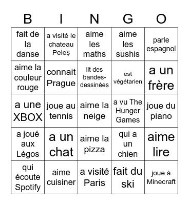 Trouve quelqu'un qui... Bingo Card