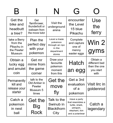 Cristal clrear Bingo Card