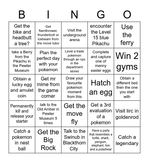 Cristal clrear Bingo Card