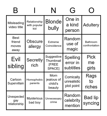 MSA Bingo Card