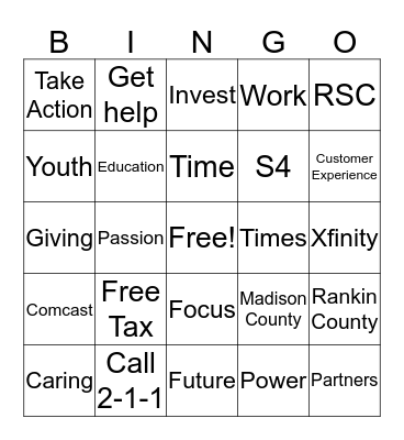United Way 2016 Campaign Bingo Card
