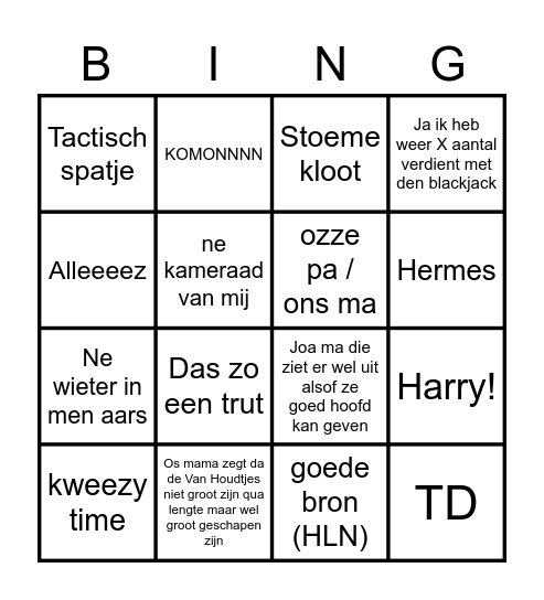 Victor Van Houdt Bingo Card