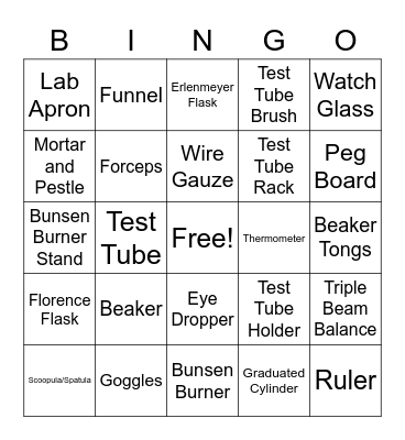 Lab Tools Bingo Card