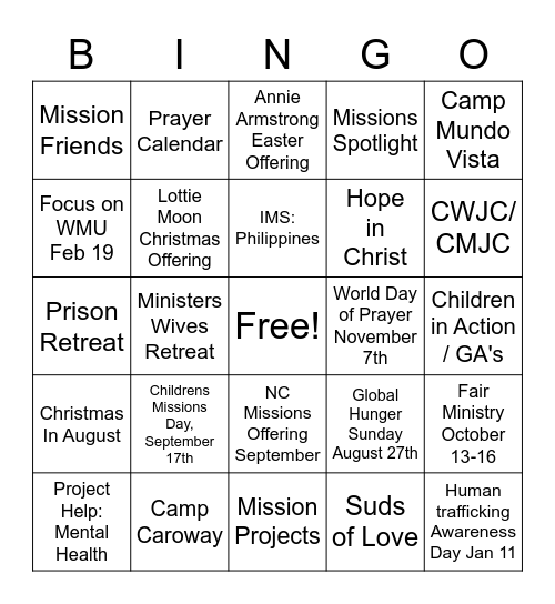 WMU Information Bingo!! Bingo Card