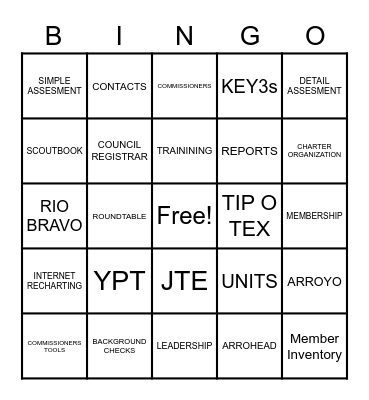 C O M M I S S I O N E R Bingo Card