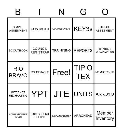 C O M M I S S I O N E R Bingo Card
