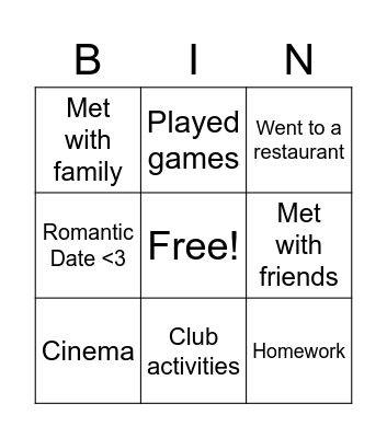 Eigo bingo Card