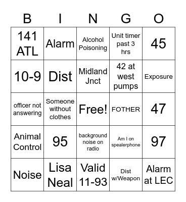 Dispatch Bingo Card