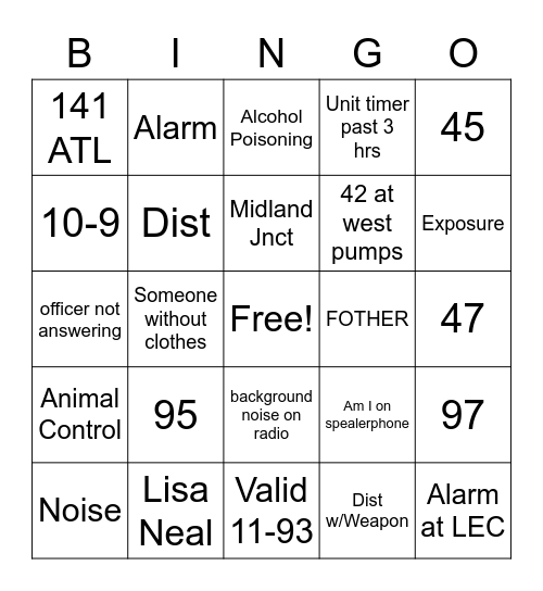 Dispatch Bingo Card