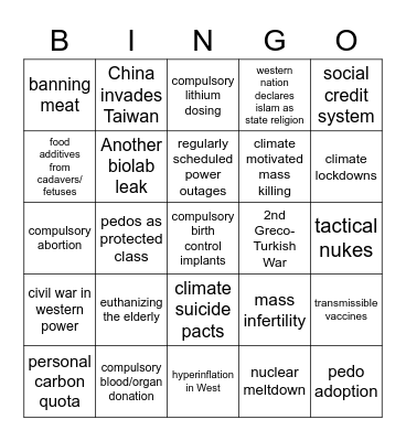 Clown World Bingo Card