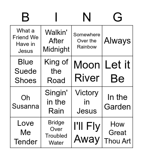 The Cottages Musical Bingo Card