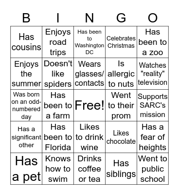 Ice Breaker Bingo Card