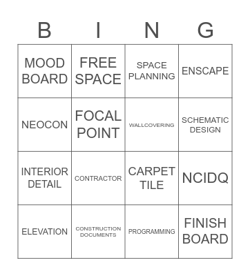 IIDA Kick-Off Bingo Card