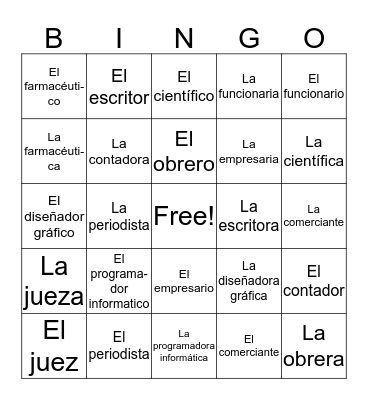 Spanish 3 Chapter 5 bingo C Bingo Card