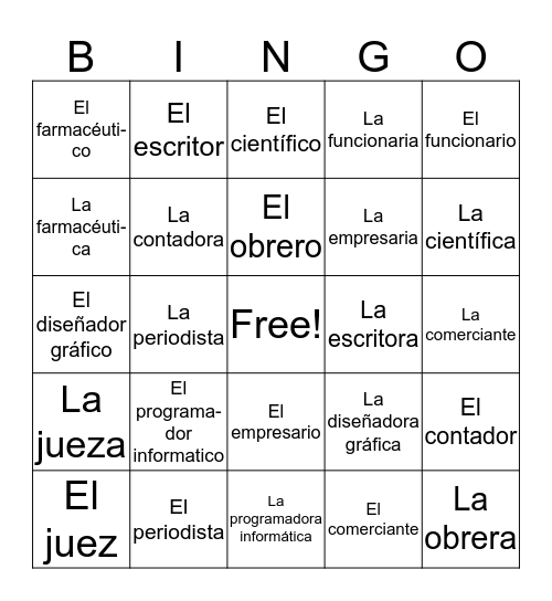 Spanish 3 Chapter 5 bingo C Bingo Card