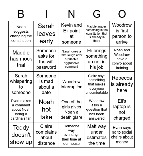 Exec Bingo Card