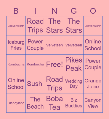 Babealicious Bingo Card